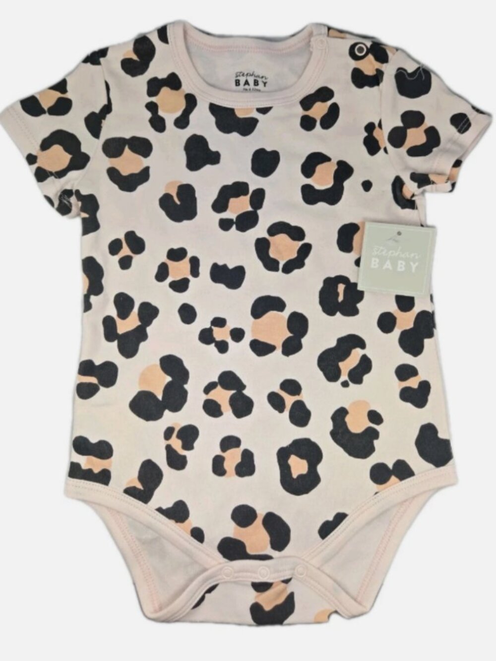 NWT Stephan Baby Cheetah Print Onesie 6-12 mo Snapshirt Pink Girl's Bodysuit